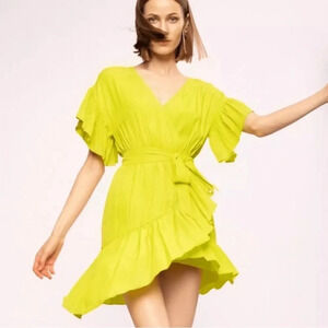 Nissa Ruffled Faux Wrap Dress citrine Yellow 33612